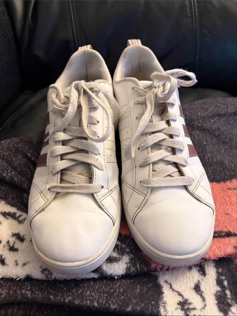 Adidas White Sneakers with Rose Gold Stripes